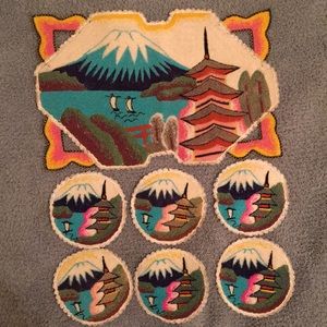 Vintage 1940s Japanese latch hook tea set